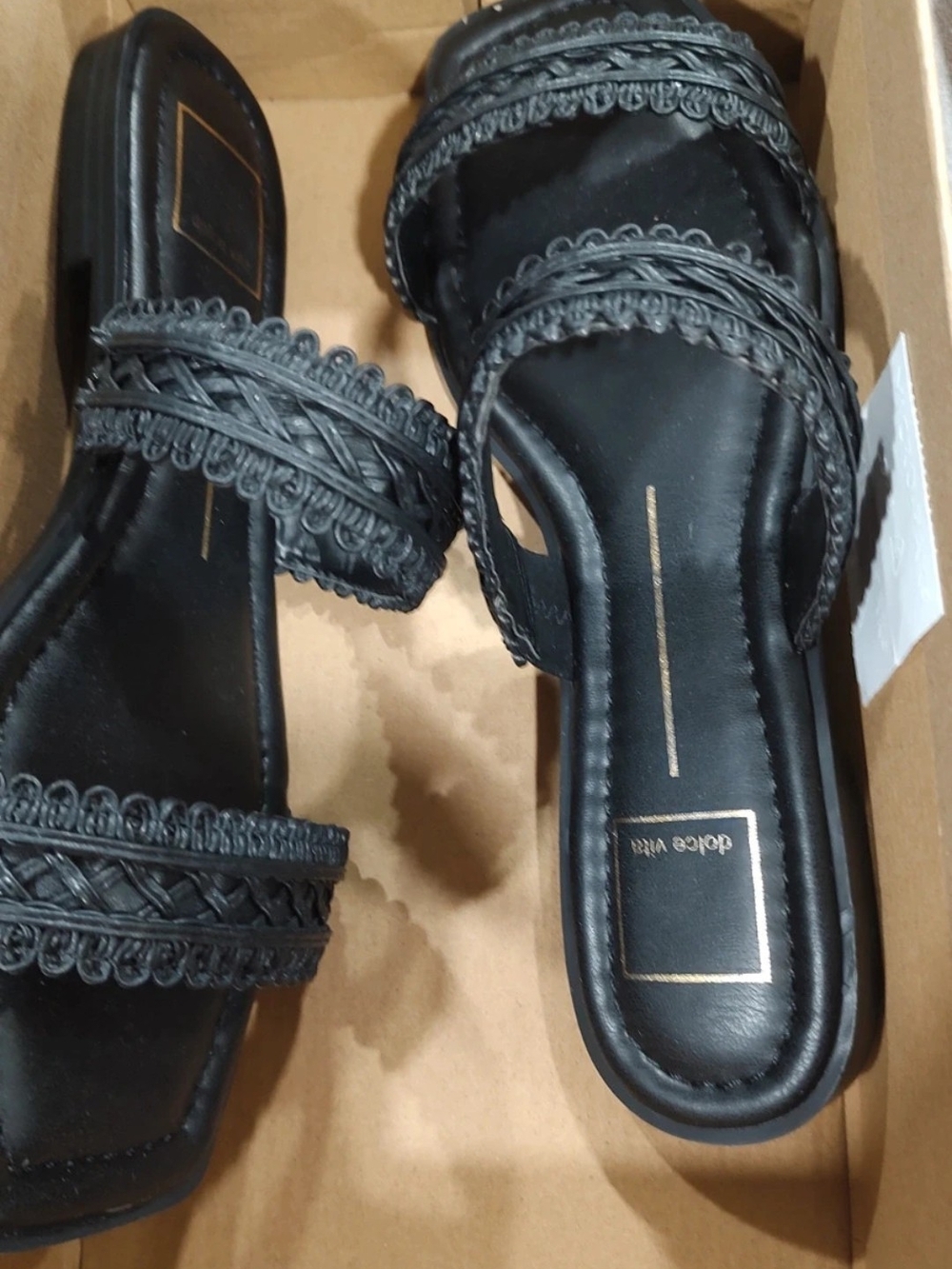 Dolce Vita Black Braided Slide Sandals